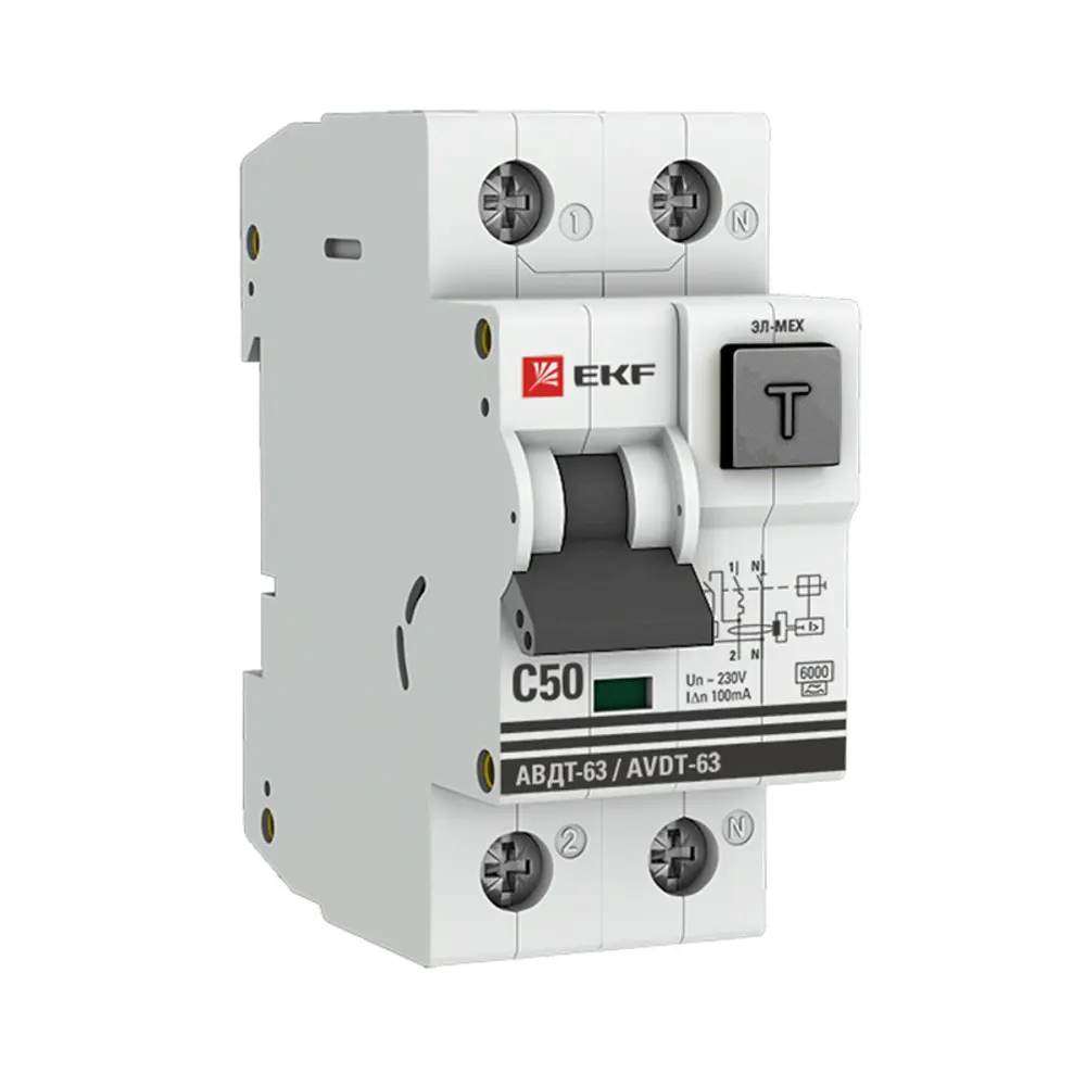 Дифференциальный автомат EKF PROxima АВДТ-63 2P C50 A 100 мА 6 кА A DA63-50-100e STLM-2166538