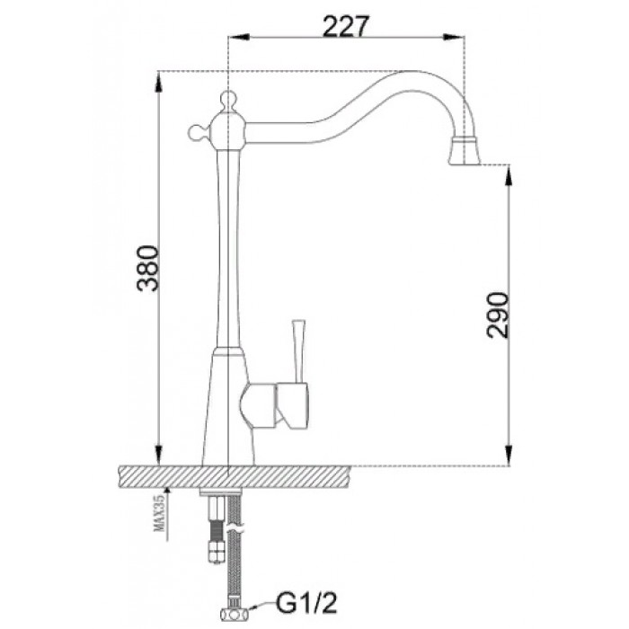 Zorg ZR-355-YF BR Смеситель для кухни Zorg 380х227  - Вид №2