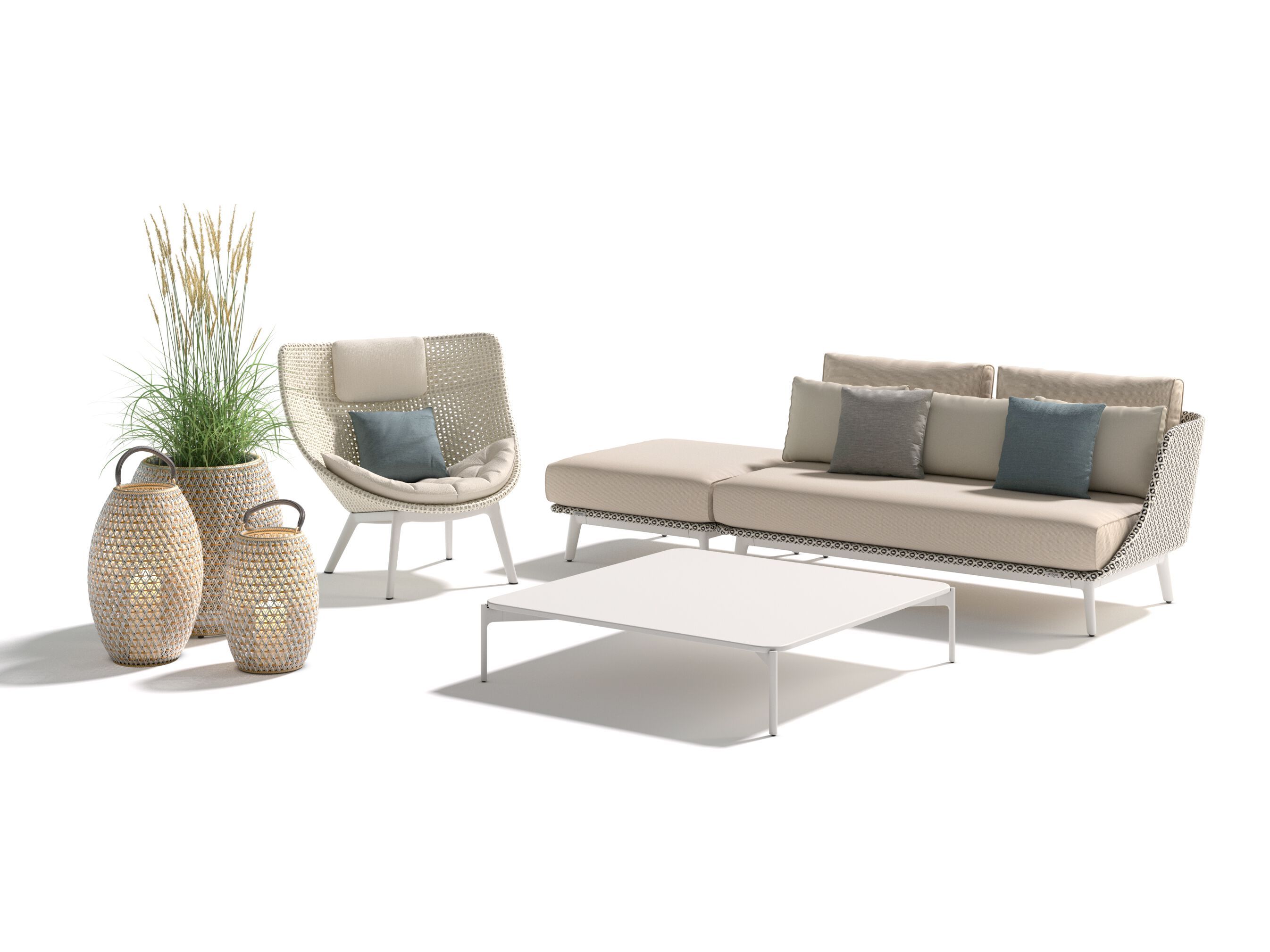 Тканевая квадратная Садовая подставка для ног DEDON MBARQ ARCH-00033957 - Вид №1