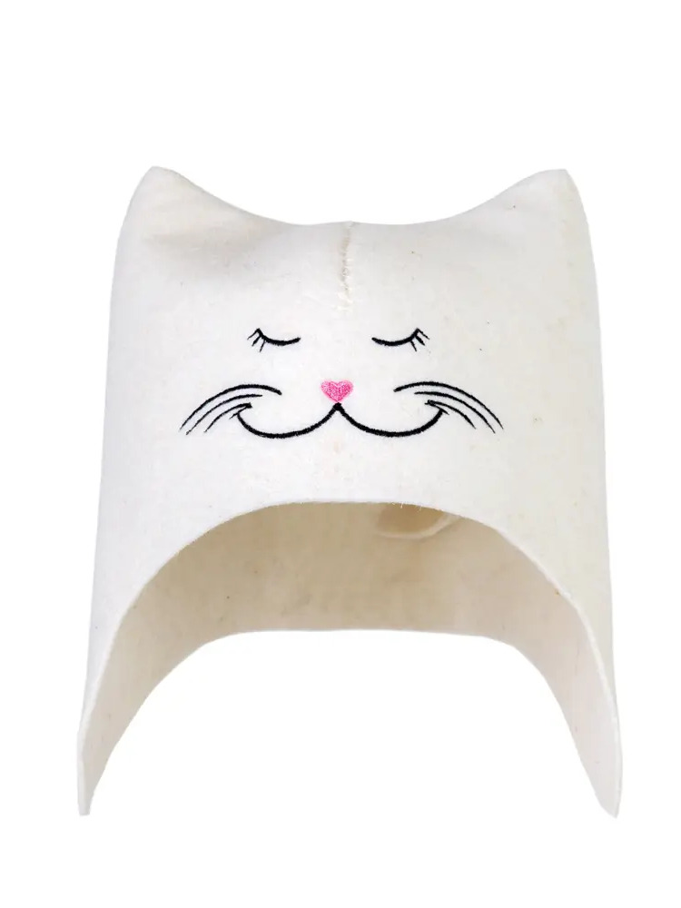 87208840 Шапка для бани Невский Банщик Кошечка с вышивкой фетр STLM-0967904