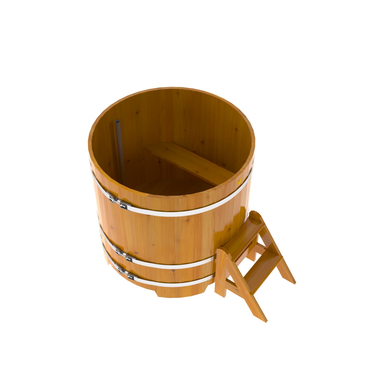 2223 Купель круглая из лиственницы Рустик d=1,17х1,1 натуральная Alyarus  - Вид №2