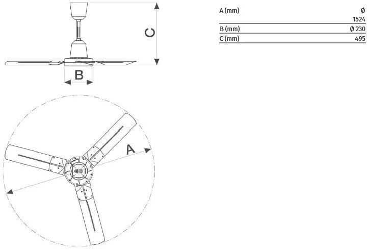 Vortice Реверсивный промышленный потолочный вентилятор Nordik hd 61022 - Вид №3