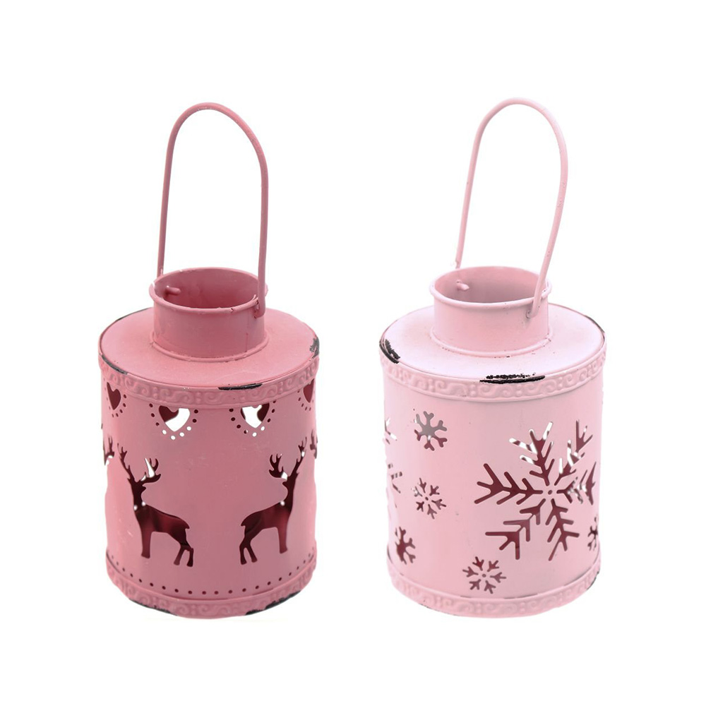 256827 Подсвечник "Новогодний" H. 17.5 см Розовый Santreyd 