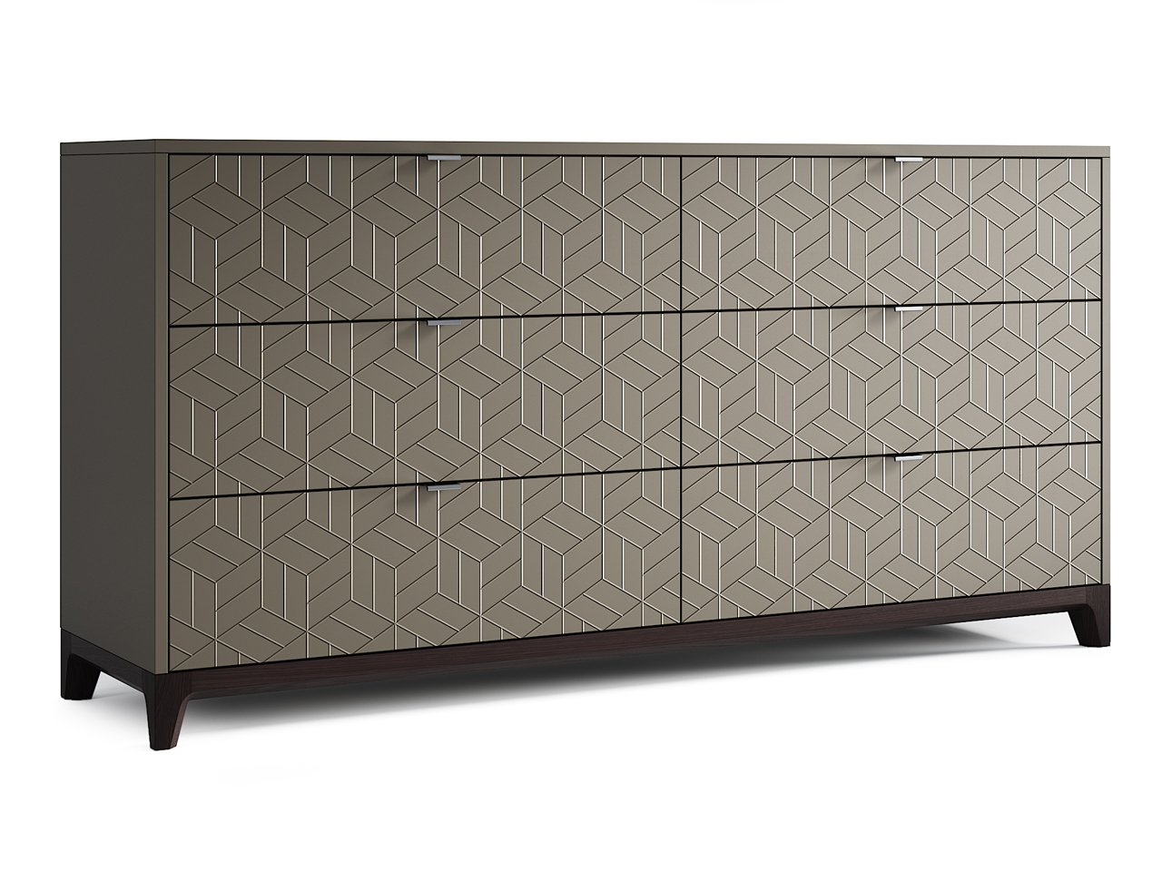 Комод для спальни с 6 ящиками серый, венге "Гравировка 10" Case №3 THE IDEA ДИЗАЙНЕРСКИЕ 210203 Серый  - Вид №1