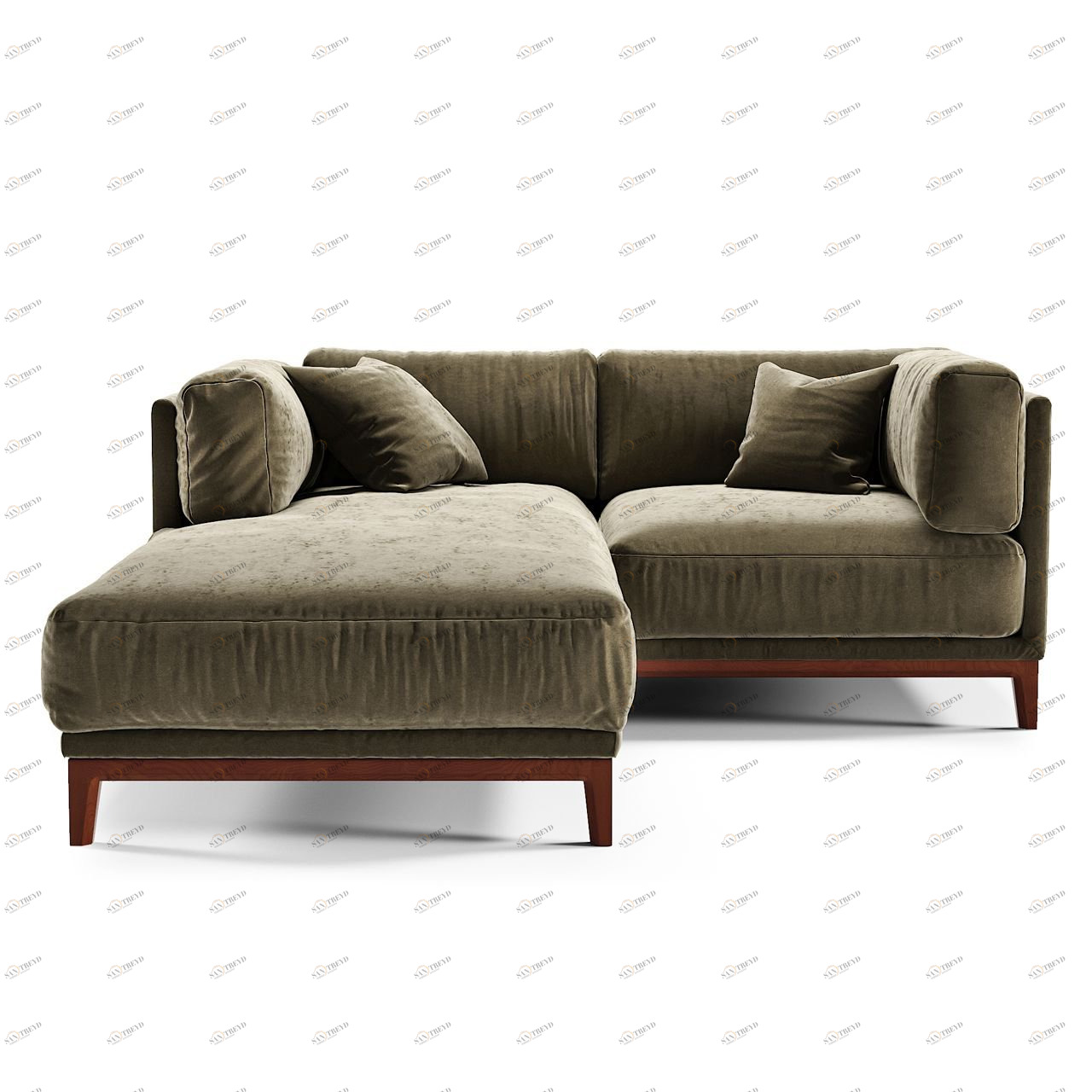 Диван Case угловой темно-коричневый с правой оттоманкой THE IDEA ДИЗАЙНЕРСКИЕ 210528 Коричневый 