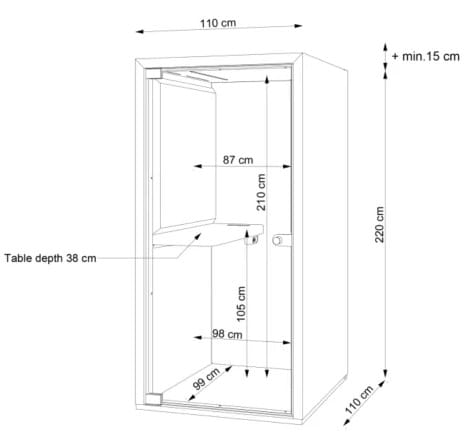 Одноместная акустическая офисная кабина со встроенным освещением Taiga Concept Lohko Box ARCH-00016643 - Вид №4