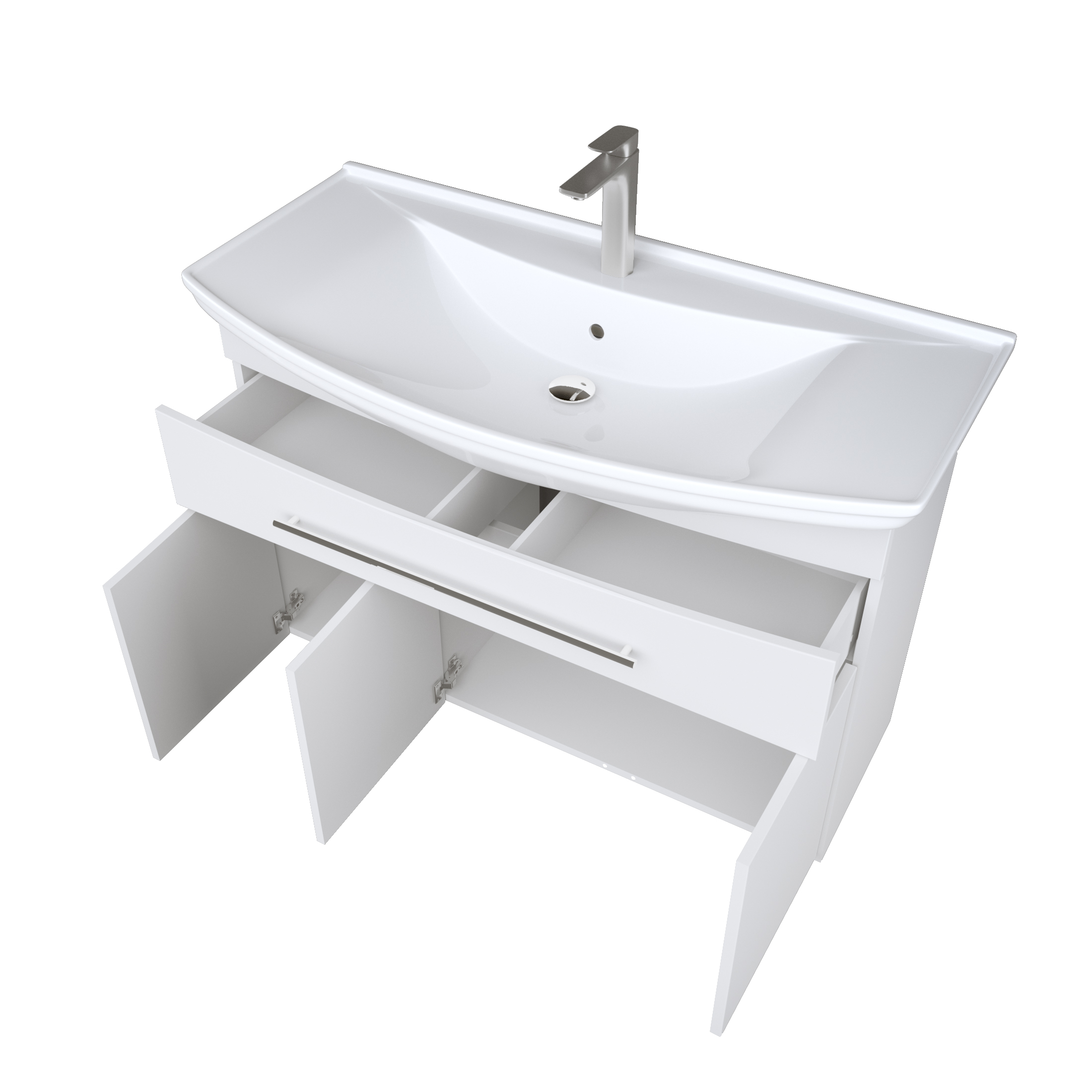 У94492 Тумба Lina New 105Н 1в.я 3д Белый глянец 1 Marka Lina