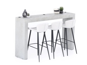 Высокий прямоугольный стол из меламинированного стекла с беспроводным зарядным устройством