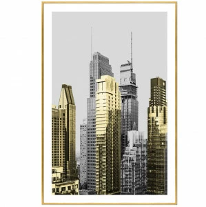 Постер прямоугольный на художественной бумаге 80х60 см New York-3 EVENHOME ДИЗАЙНЕРСКИЕ 00-3878746 Белый;золото;черный