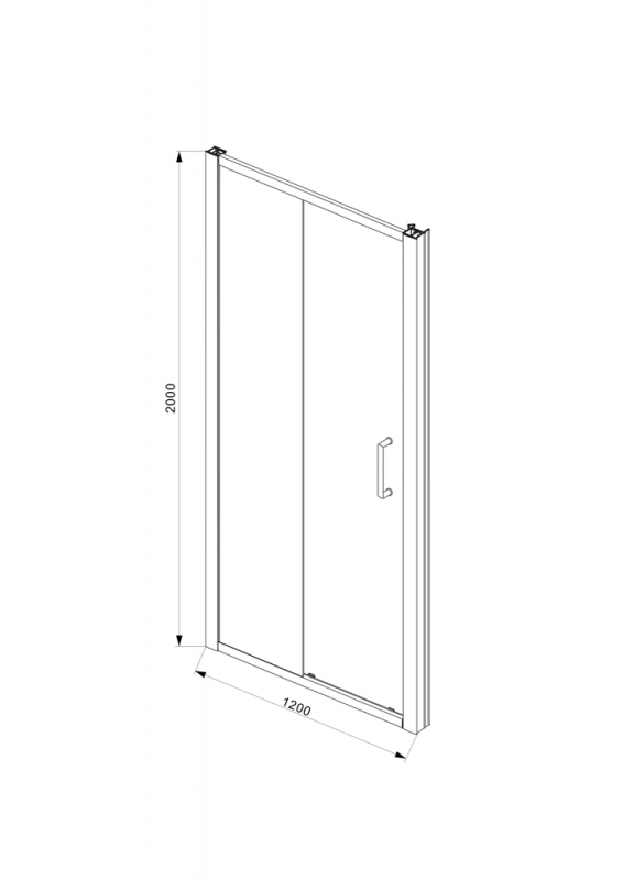 Душевая дверь в нишу одна раздвижная дверь BLACKLINE BD120.4101B bravat  - Вид №1
