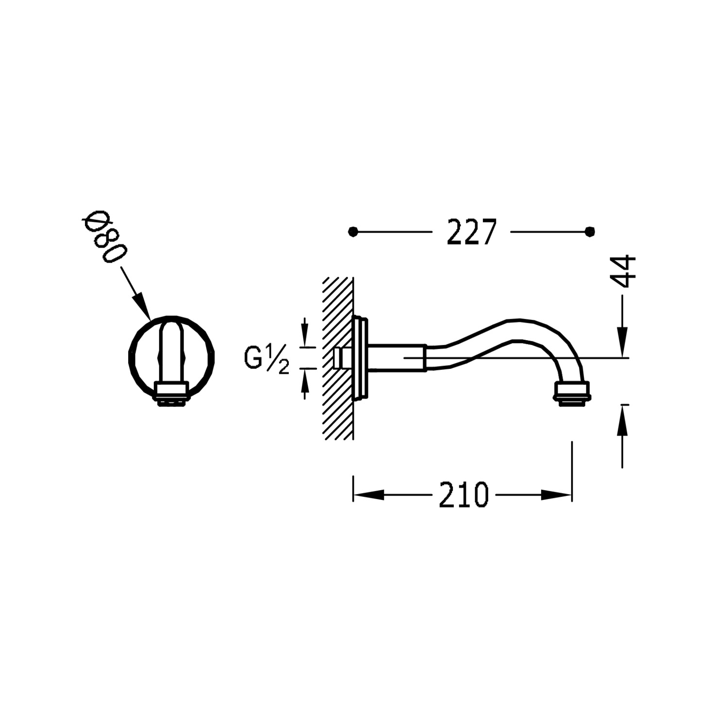 Фиксированный настенный излив TRES CLASIC-24217301LV TRES  - Вид №1