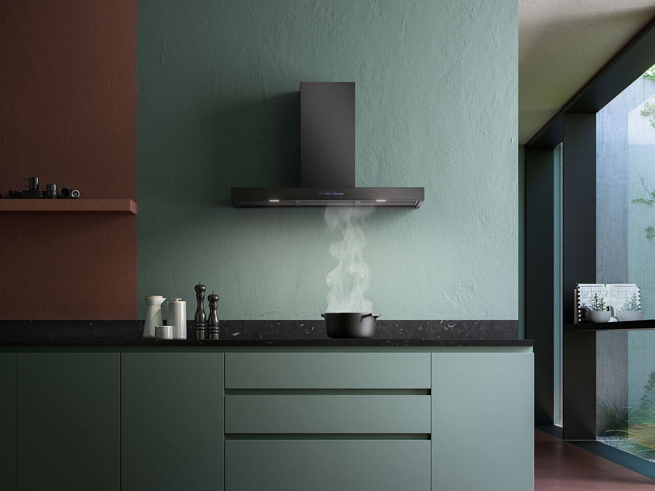 Настенный стальной вытяжной вентилятор с активированным углем Falmec дизайн ARCH-00081087