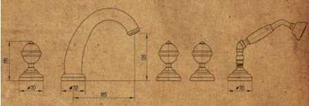 Смеситель MIGLIORE.CRistalia ML.CRS-3780.BR для ванны/душа на 5 отверстий, бронза  - Вид №2