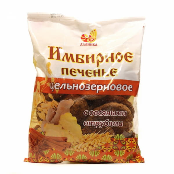 Печенье Имбирное цельнозерновое с овсяными отрубями Дивинка 300 г Santreyd 12931
