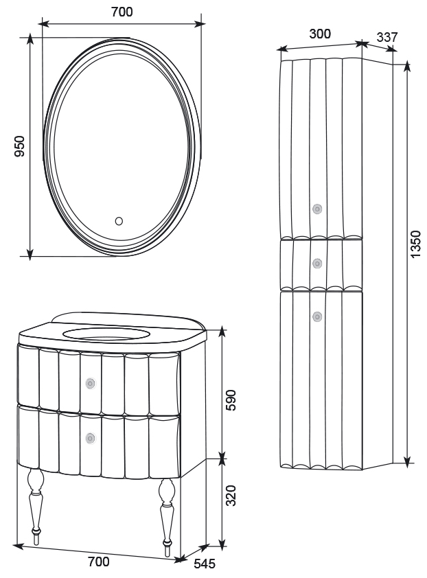 У51080 Шкаф - Пенал Pearl 30П, 2д, 1я, White L 1 Marka Pearl - Вид №3
