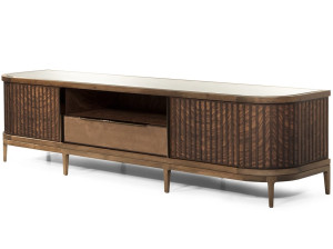 Деревянный низкий ТВ-шкаф