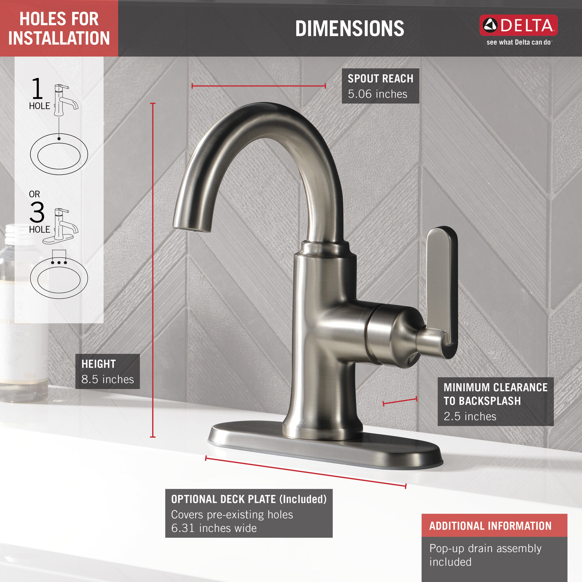 Смеситель для ванной с одной ручкой Delta Faucet 15769LF-SP - Вид №1