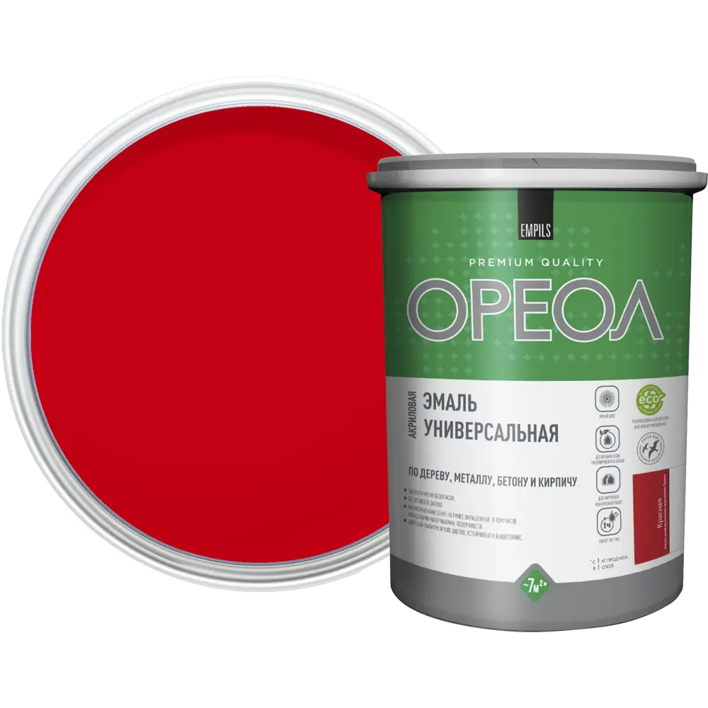 Эмаль универсальная Ореол глянцевая цвет красный 1 кг STLM-2147999