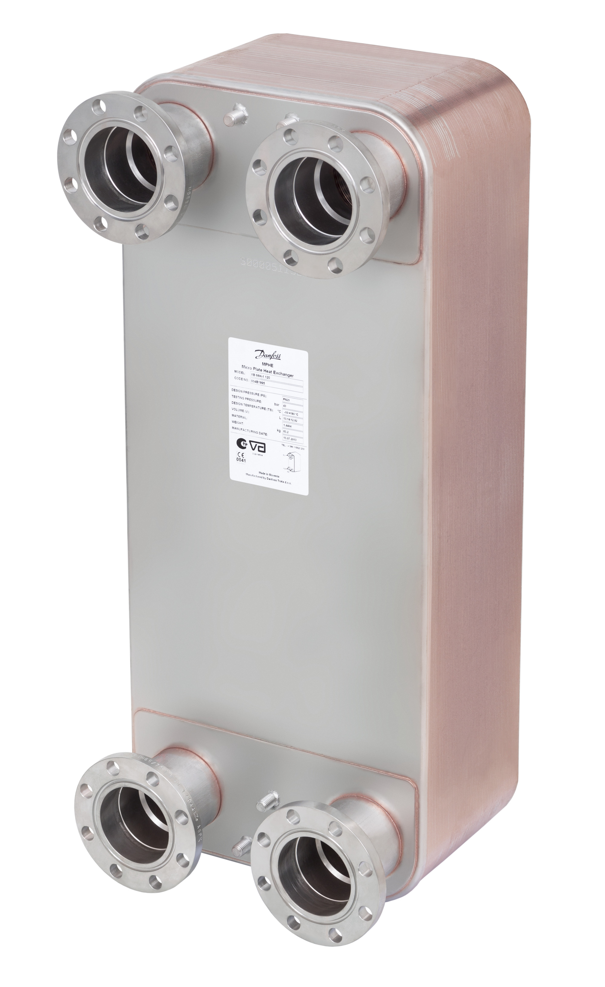 Danfoss Паяный пластинчатый теплообменник серии XB66 XB 66H-1-110 PN25 DN65 паяный ТО 004B1994  - Вид №4