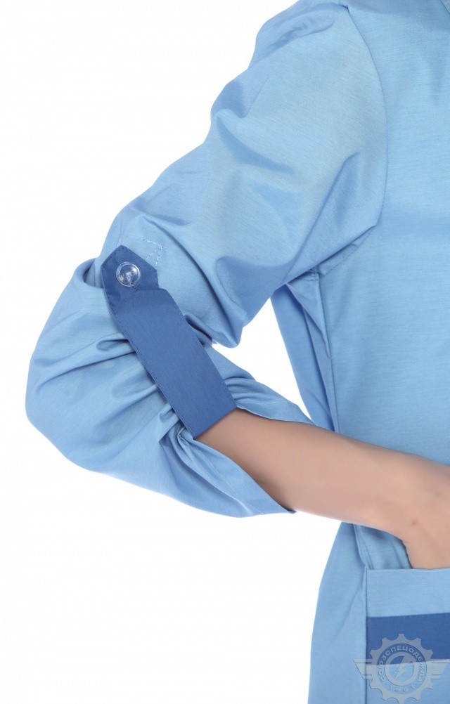 61735 Халат "Радуга" длинный рукав голубой  Одежда для обслуживающего персонала  размер 54 Спецодежда  - Вид №5