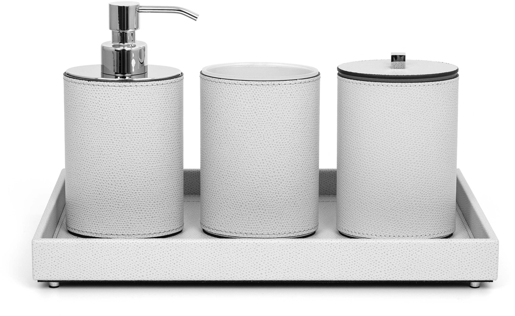 Овальный комплект для ванной комнаты Poseidon - 30X18,5XH15 см / тканая кожа_серо-коричневый