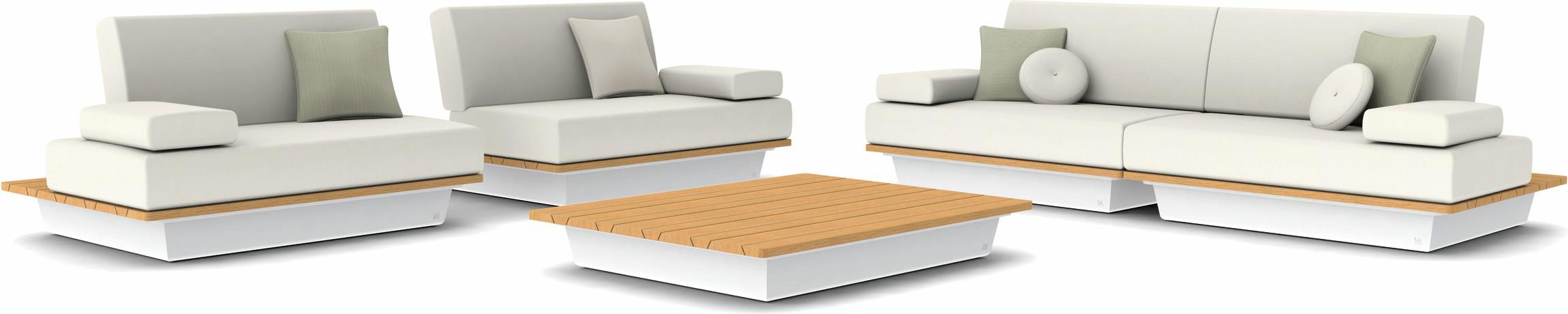 Concept 3 белый столешница из дерева iroko Manutti Air MNST796 - Вид №1