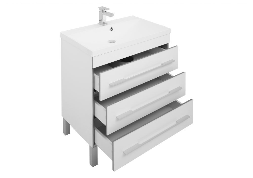 Тумба с раковиной Aquanet Верона NEW 75 белый (напольная 3 ящика) 0017825400204118 - Вид №3