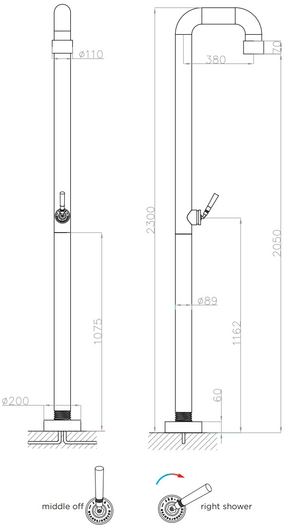 JEE-O Душевая стойка из стали Soho 700-6100/2/8/9/10365 - Вид №3