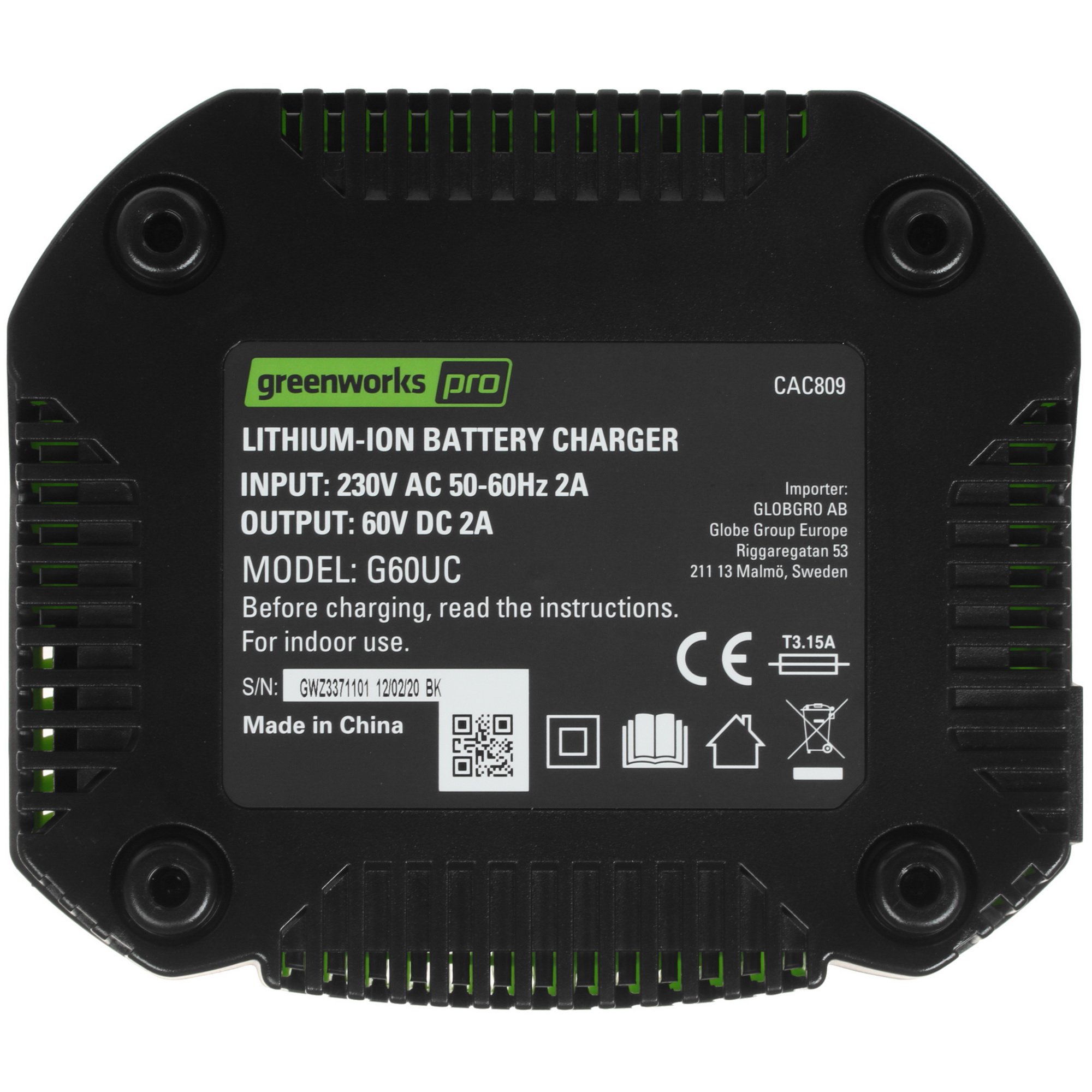 Зарядное устройство GreenWorks 2932007 60V 4774865 STDN-0074987 - Вид №2