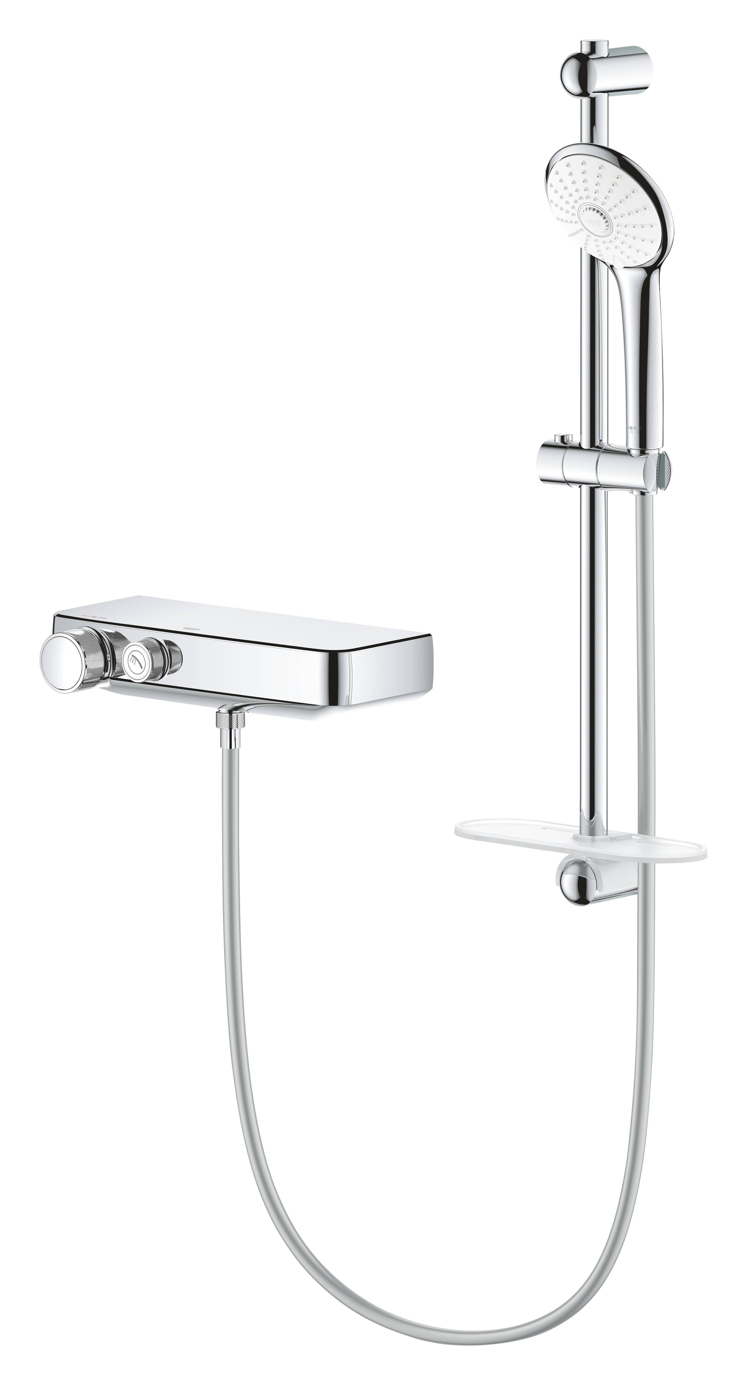 Термостатический смеситель для душа GROHE GRT SmartControl и душевой гарнитур Euphoria 110 Massage с душевой штангой 600 мм (34720000) - Вид №1