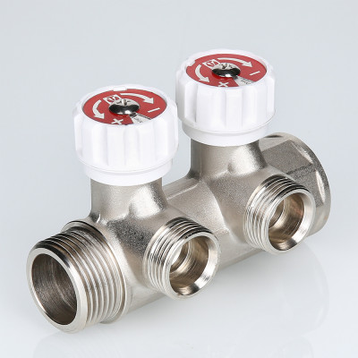 VTc.570.NE.0602 Коллектор с регулирующими вентилями и выходами стандарта «евроконус» Valtec 1", 2 х 3/4"  - Вид №7