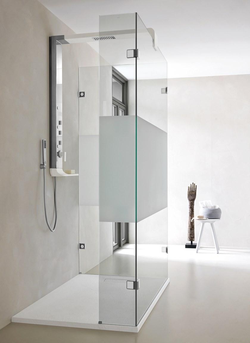 ARBLU Угловая душевая кабина из алюминия и стекла с распашной дверцей Elite sun-id-1393012 - Вид №3