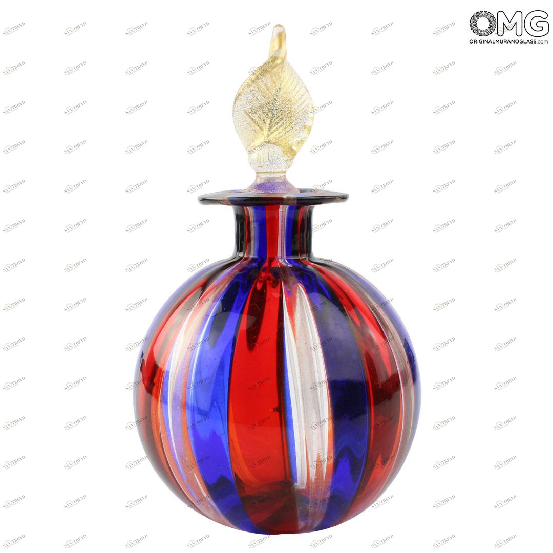 3789 ORIGINALMURANOGLASS Флакон для духов сине-красный - муранское стекло OMG  см 
