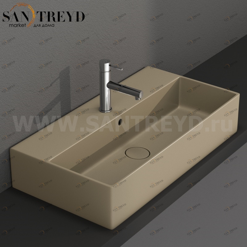 IN072PA Подвесная раковина настенная прямоугольная Ceramica Globo T-EDGE бежевая