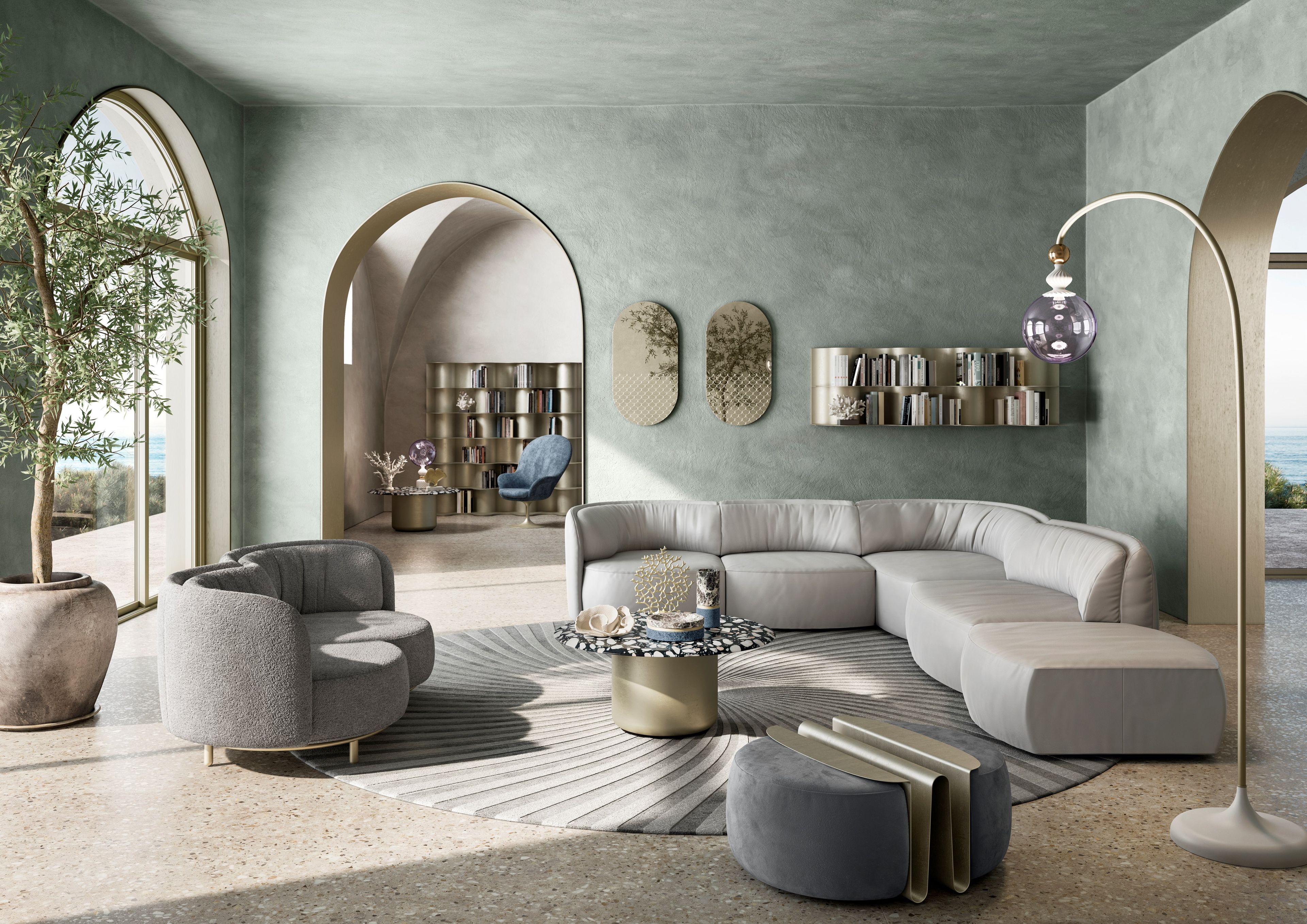 Круглый пуф с журнальной стойкой Natuzzi Italia Глубокая ARCH-00084885 - Вид №3