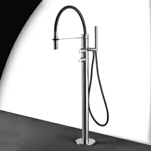 Смеситель для ванны матовая сталь с белой ручкой Toki Radomonte PV2SCIL21