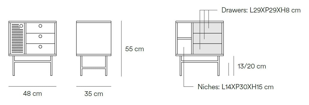Прямоугольная прикроватная тумбочка из МДФ с ящиками TEULAT точка ARCH-00095424 - Вид №10