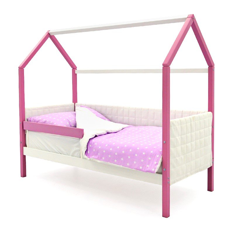 Детская кровать-домик мягкая лаванда-белая Svogen БЕЛЬМАРКО  00-3873183 Розовый Santreyd  - Вид №1