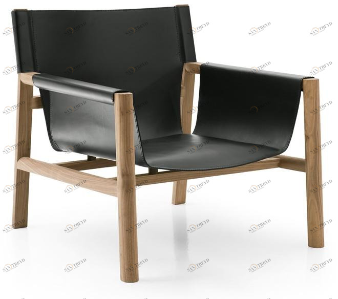 B&B Italia Кожаное кресло с подлокотниками  Pb77 