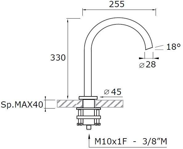 MINA Излив из нержавеющей стали на столешницу для умывальника Giotto sun-id-1361807 - Вид №1