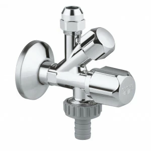 Вентиль угловой GROHE комбинированный 1/2″-3/8″ для подключения смесителей, хром (22036000)