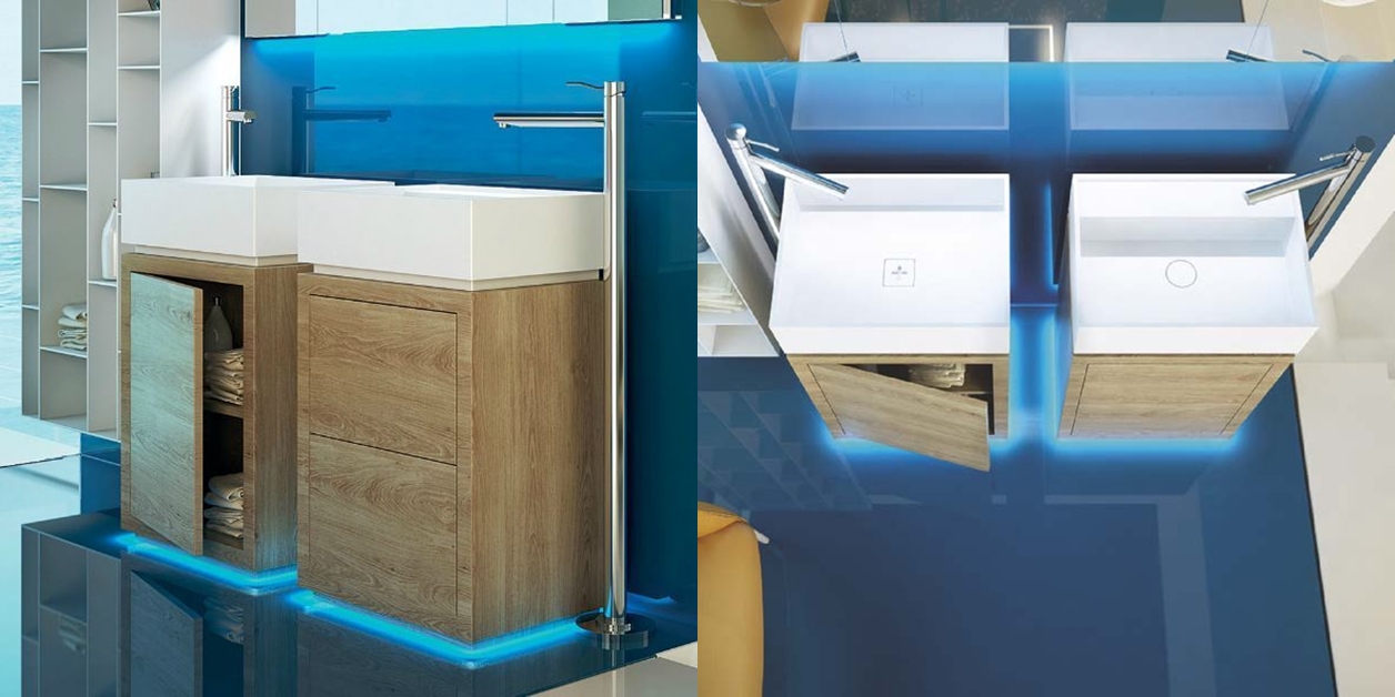 Moma Design Раковина с тумбой Wood Tower 3 BATHROOM белая/дуб натур Woodtower TWBD03SQRN - Вид №1