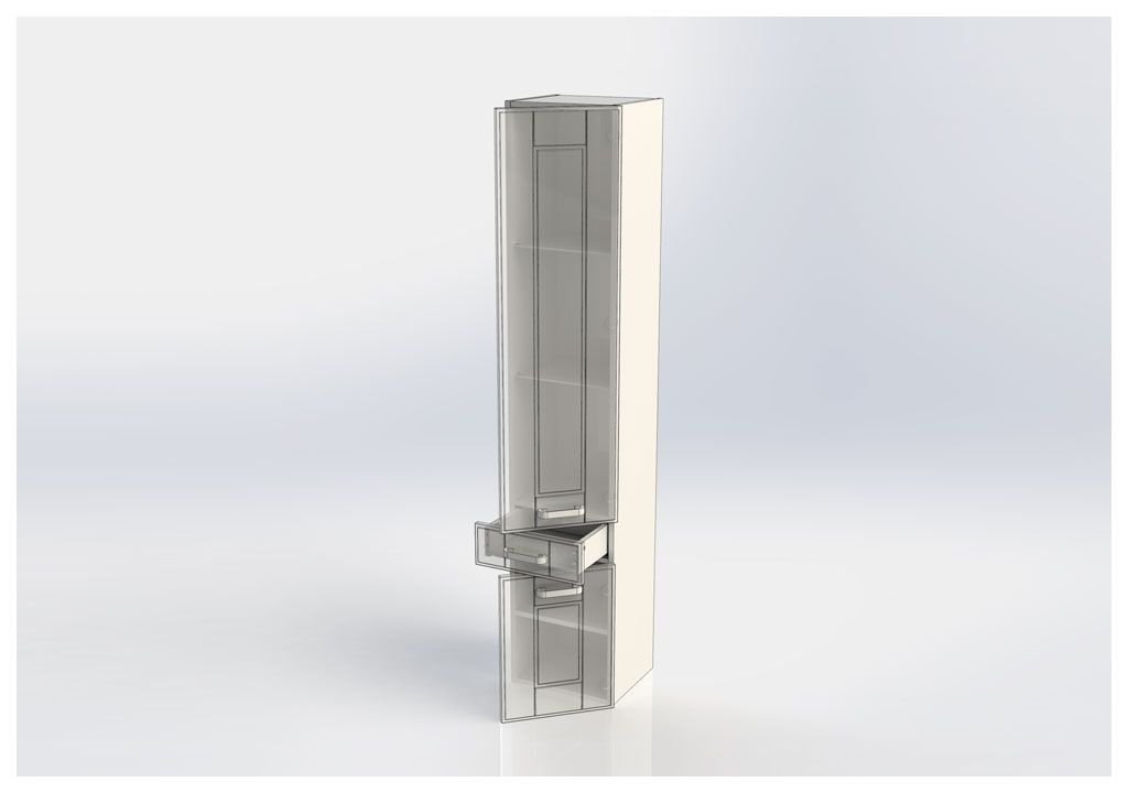 Шкаф-пенал для ванной Aquanet Рондо 35 белый (2 дверцы, 1 ящик) 00189159 - Вид №7