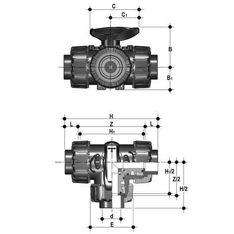 SANIT 852700210723321 3-ходовой шаровой кран d 20-63, ТКД DualBlock®, ПП, L-отверстие, раструбными  - Вид №1
