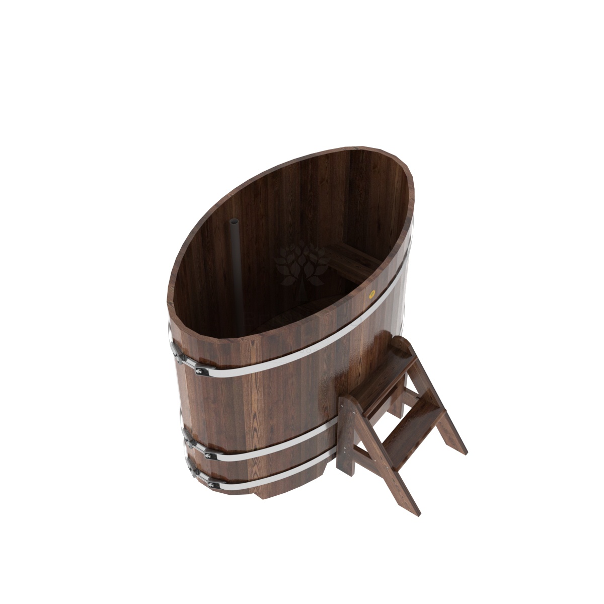 1152 Купель овальная из лиственницы 0,80х1,42х1,1 морёная премиум Alyarus  - Вид №1