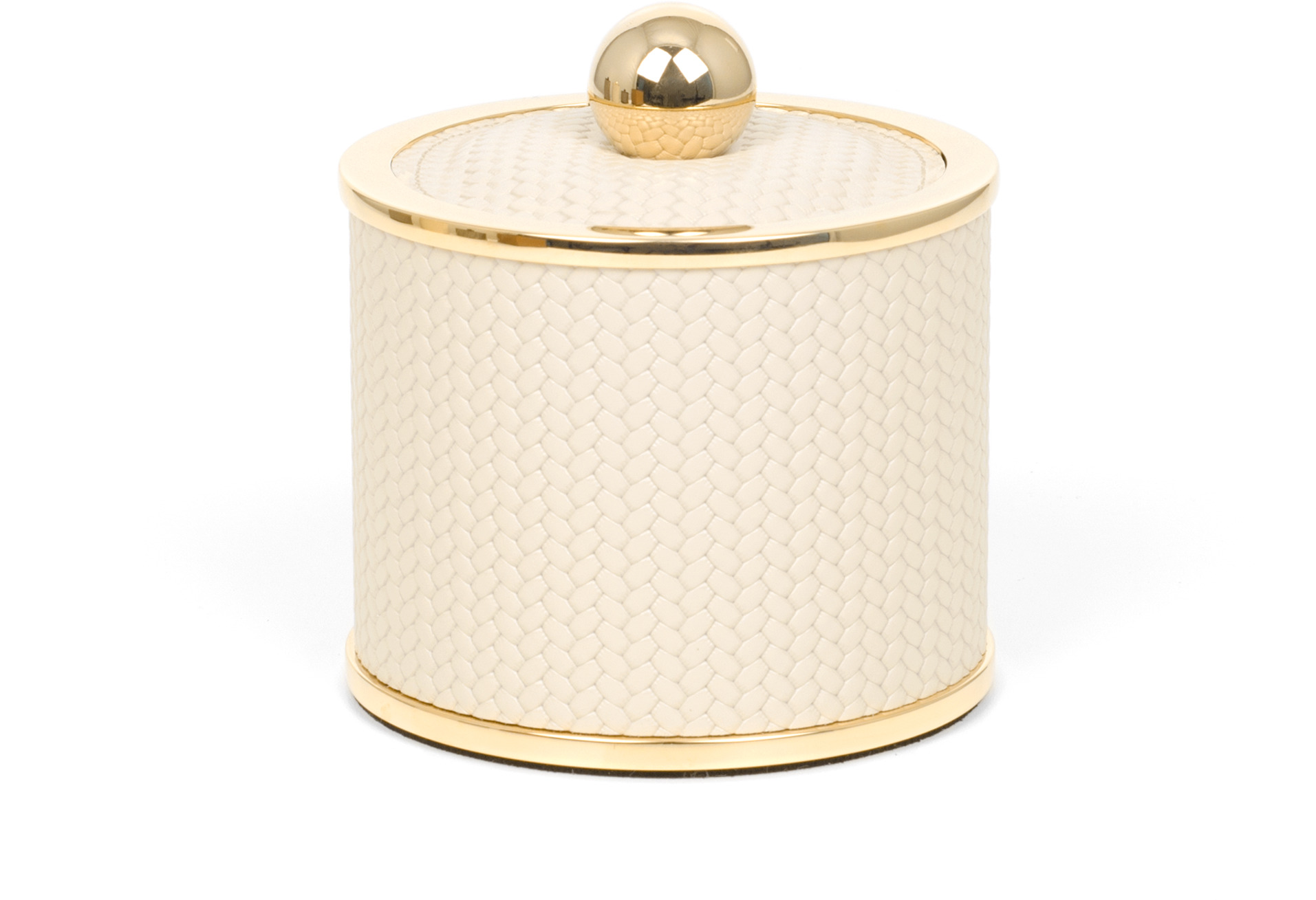 Держатель для ватных дисков Olimpia круглый - Ø 10,7XH15 см / металл-отделка_золото / плетеная кожа_темно-серый