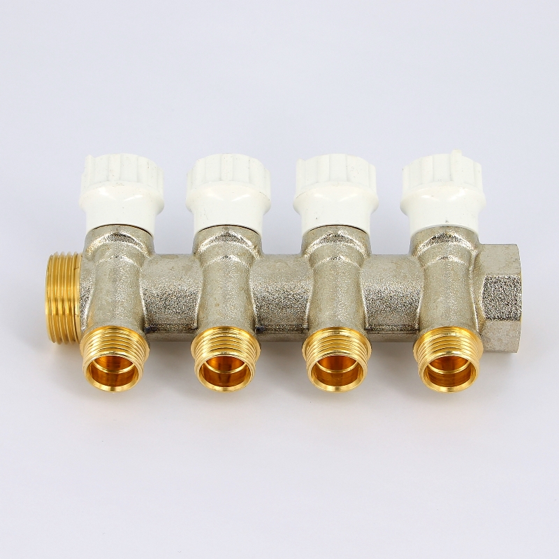 Коллектор НВ 1" с вентилями никелированный ITAP 4 выхода 1/2"Н 38мм 46514