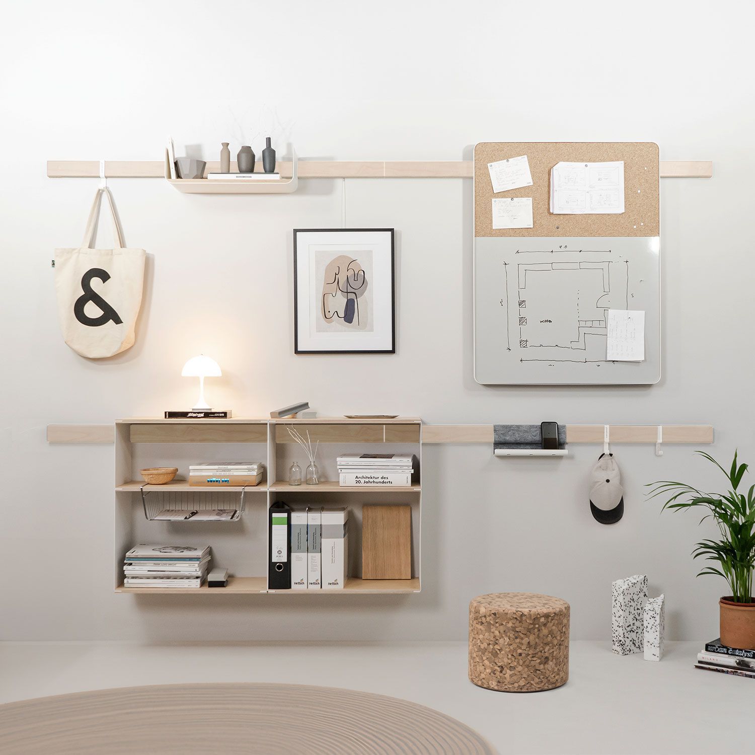 Деревянная система настенных полок с доской и доской объявлений Variand Furniture H03 ARCH-00029423 - Вид №2