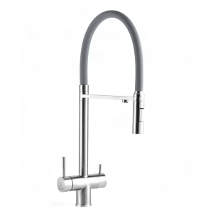 92028137 Смеситель для кухни Wasser zimmer Zm-6607A гибкий излив 23 см цвет серый/сатин STLM-1497335