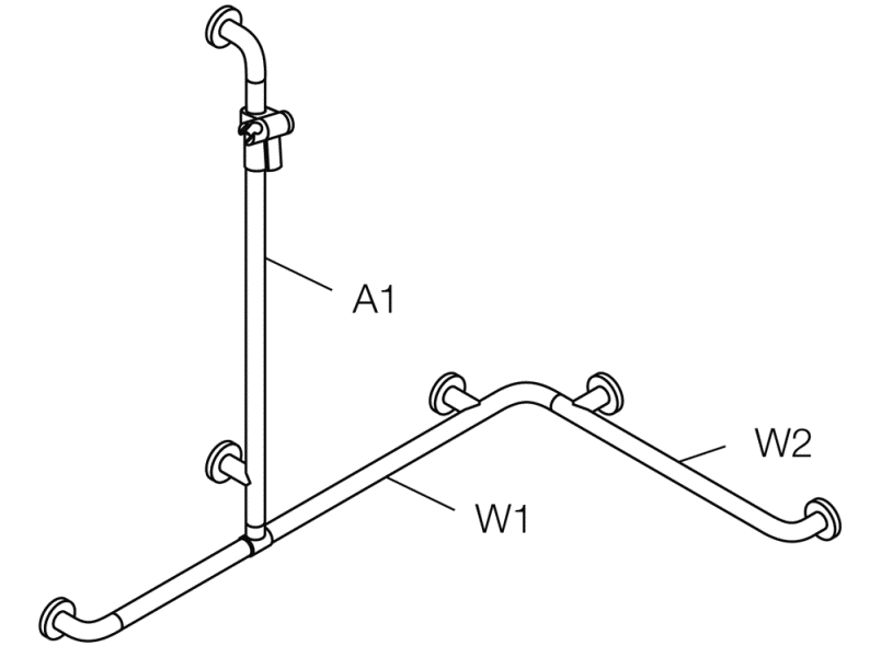 805.35.3S Поручень для душа с держателем для душа, нестандартная длина HEWI Greifen  - Вид №2